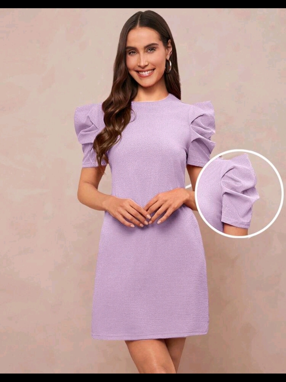 SHEIN Lilac Puff-Sleeve Mini Dress